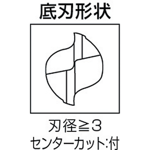 三菱Ｋ　２枚刃汎用　ハイススクエアエンドミルミディアム刃長（Ｍ）７．５ｍｍ