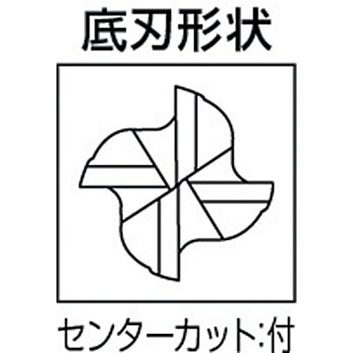 三菱Ｋ　４枚刃センタカット　ハイススクエアエンドミルミディアム刃長（Ｍ）１２ｍｍ