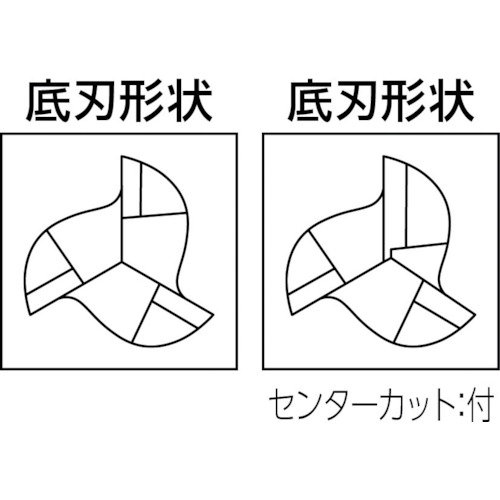 三菱　３枚刃アルミ加工用　超硬スクエアエンドミルショット刃長（Ｓ）２６ｍｍ