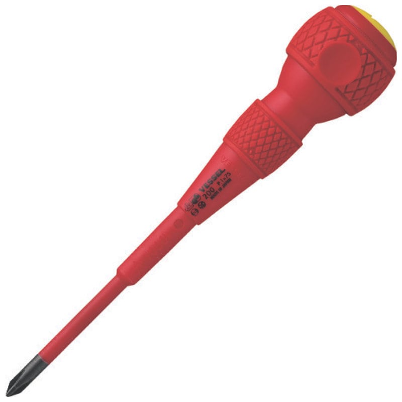 ＶＥＳＳＥＬ　ボールグリップ絶縁ドライバー　２００　＋１×７５
