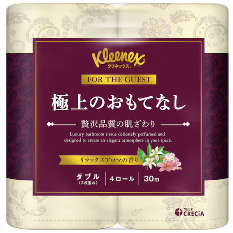 クレシア　トイレットペーパー　クリネックス　極上のおもてなし　ベージュ（４ロール×１０Ｐｋ＝４０個入）