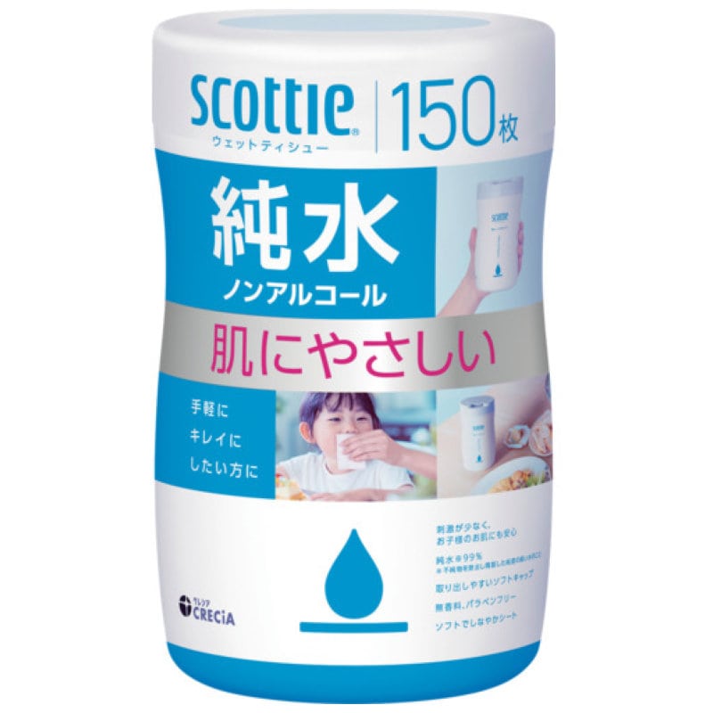 クレシア　スコッティ　ウェットティシュー純水　ノンアルコール　１５０枚