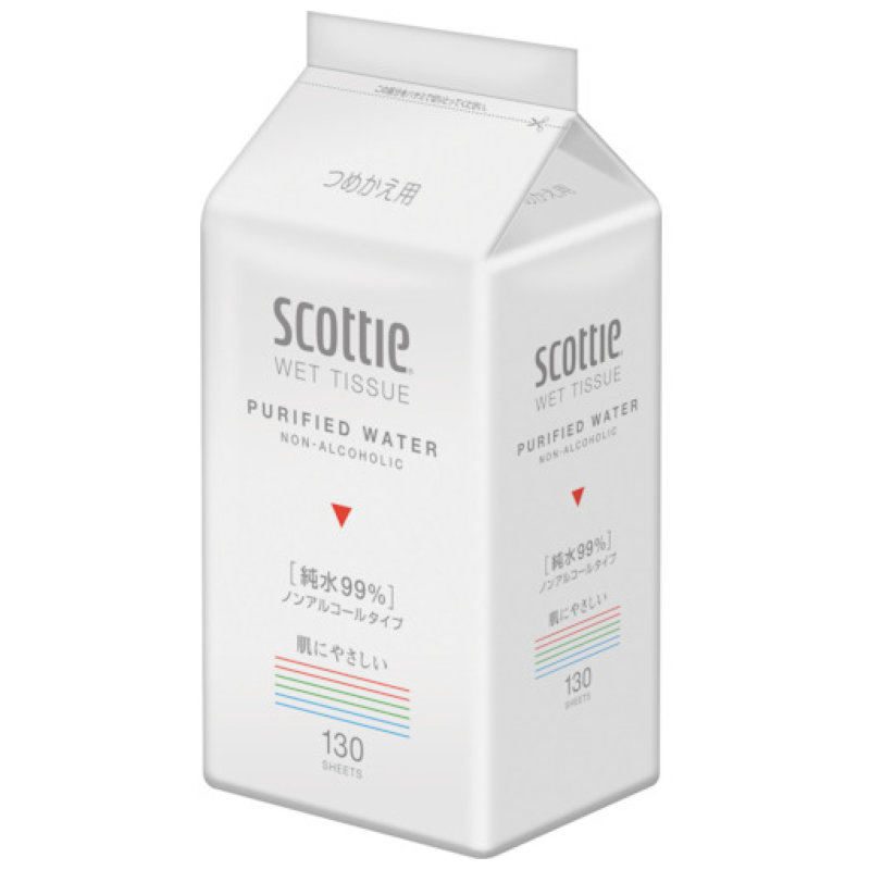 クレシア　スコッティ　ウェットティシュー純水９９％　１３０枚詰替え用