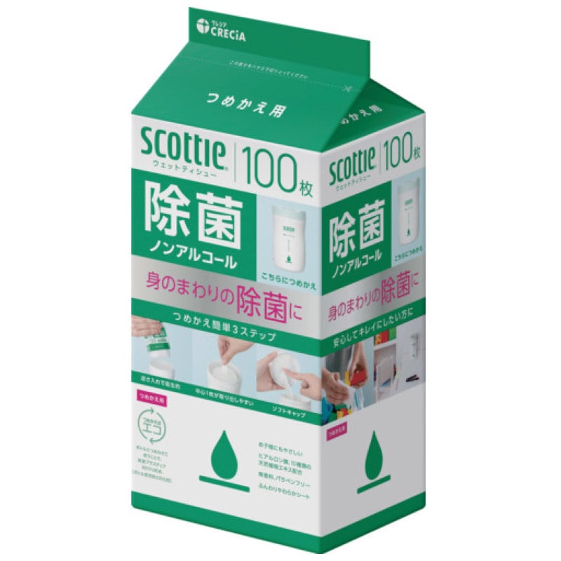クレシア　スコッティ　ウェットティシュー除菌　ノンアルコール　１００枚　つめかえ用