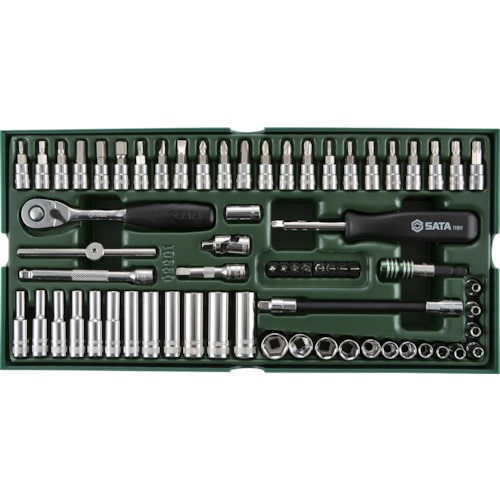 ＳＡＴＡ　１／４”ＤＲソケットレンチセット（６角タイプ）トレー入り