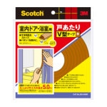 3M 戸あたりテープ 室内ドア・浴室用 V型 6.2mm×8.6mm×5m 茶