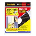 3M 戸あたりテープ 室内ドア・浴室用 V型 6.2mm×8.6mm×5m 黒