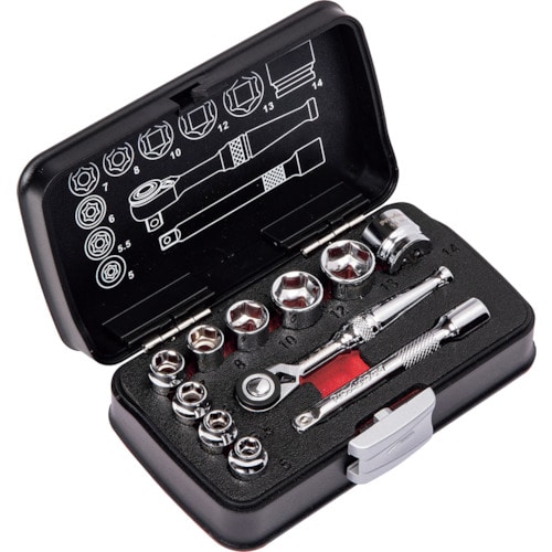 Ｐｒｏ－Ａｕｔｏ　１／４ＤＲ．１１ＰＣスタビーラチェット＆ソケットセット