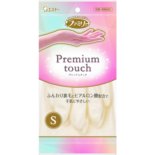 エステー　ビニール手袋　ファミリープレミアムタッチ　ヒアルロン酸　Ｓ　ホワイト
