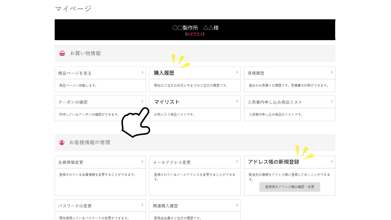 マイページのイメージ